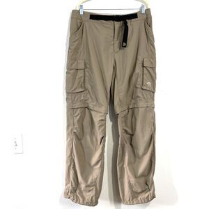 Mountain Hardwear‎ Mens LG Grey Belted Convertible Hiking Cargo Pants 100% Nylon